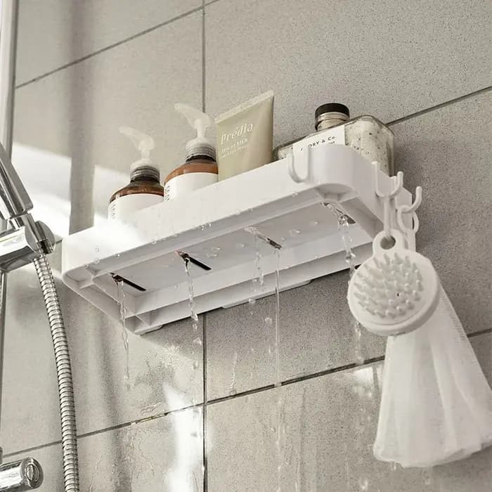 Étagère à cosmétiques de toilette blanche auto-adhésive