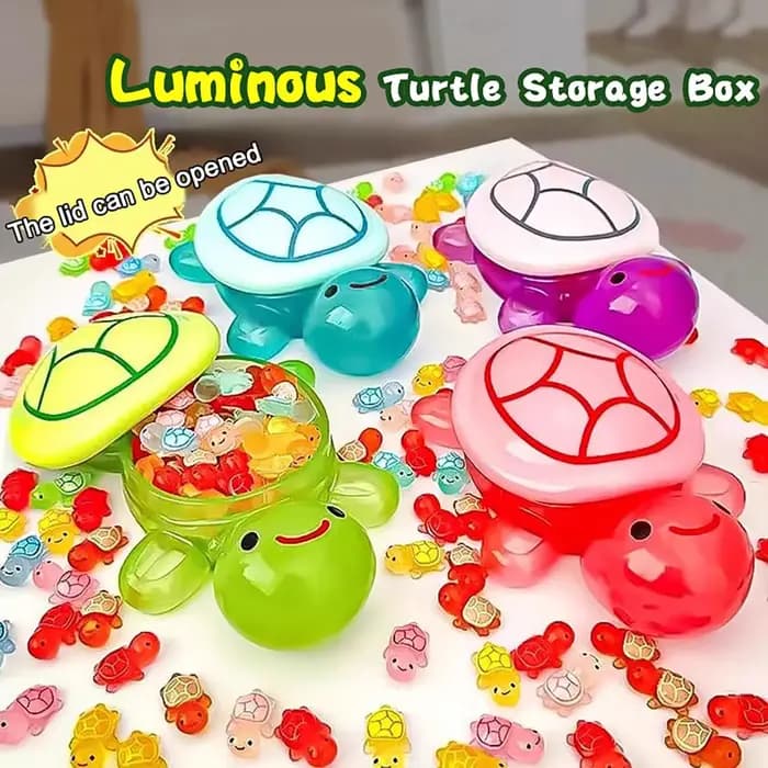 Boîte de rangement de tortue lumineuse de dessin animé mignon
