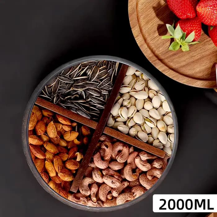 Conteneur de stockage des aliments en verre avec couvercle en bois