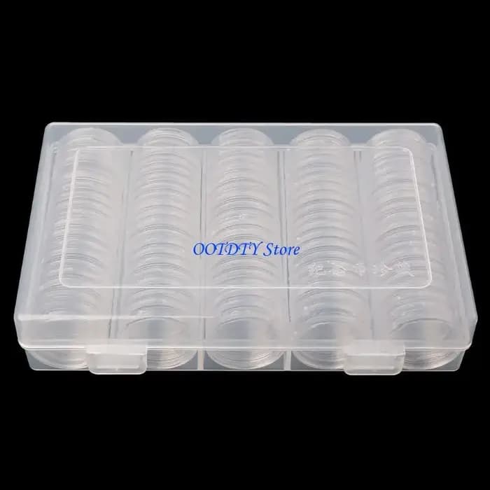 Boîte rangement ronde pour pièces monnaie 367A, 100 pièces, collectionneurs pièces monnaie, étagère à livres à