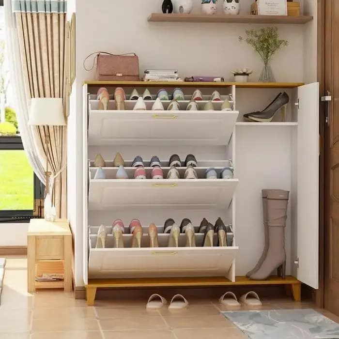 Meuble à chaussures, étagère à chaussures basculante en panneau composite, rangement moderne peu encombrant pour hall d'entrée, étagère à chaussures fine pour couloir