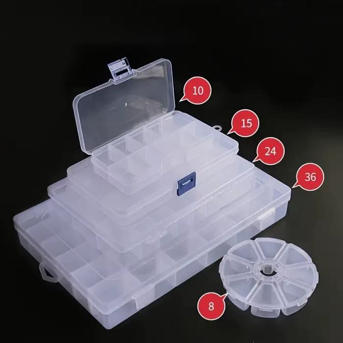 Boîte de rangement en plastique Transparent réglable à 10 grilles