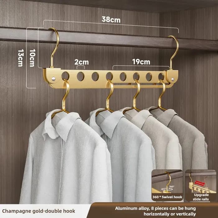 Support de rangement à 6/8 trous pour cintre organisateur pliable rotatif magique cintres en métal