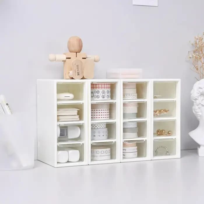 Boîte de rangement de cosmétiques de bureau blanche