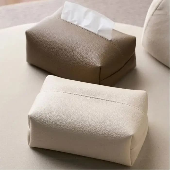 Boîte à mouchoirs en cuir artificiel