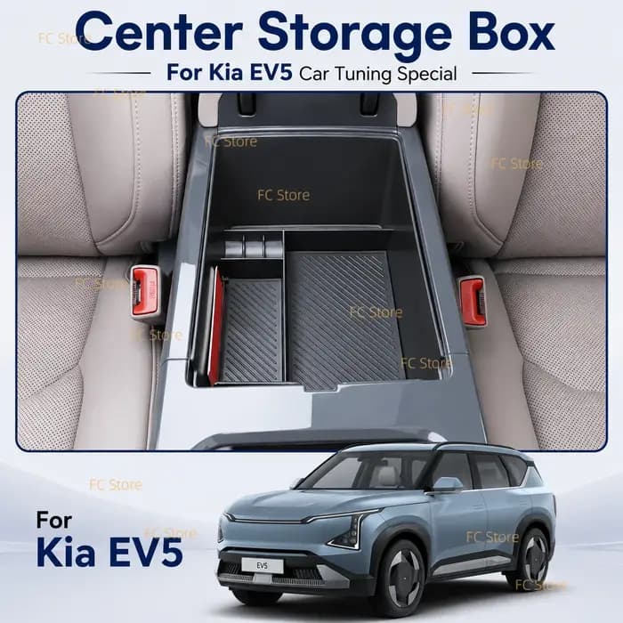 Boîte de rangement pour accoudoir central Kia EV5, organiseur de console centrale Kia, boîte de rangement, support de rangement, accessoires, pièces de rechange