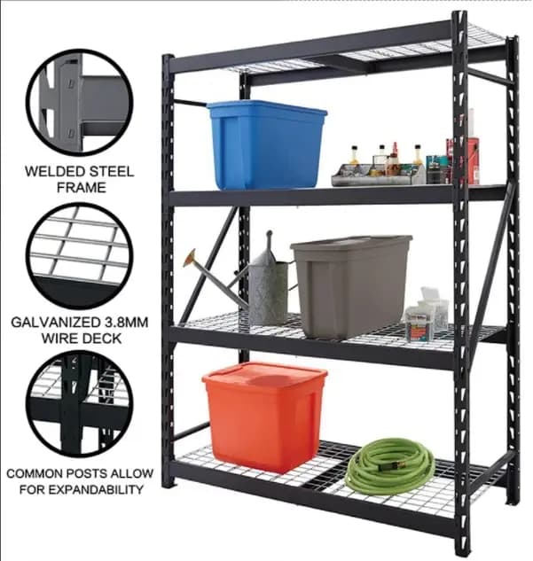 Étagère de rangement réglable à 4 niveaux en métal