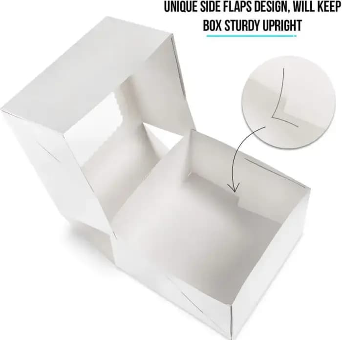 Boîte à Gâteaux en Carton Blanc et Marron avec Fenêtre Transparente
