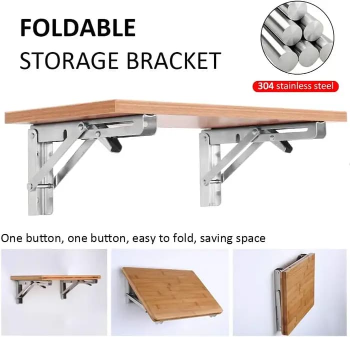 Supports d'étagère pliants robustes en acier inoxydable