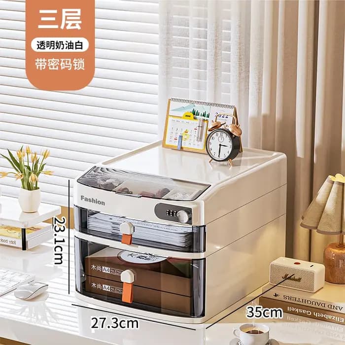 Boîte de rangement de bureau verrouillable avec tiroir à clés
