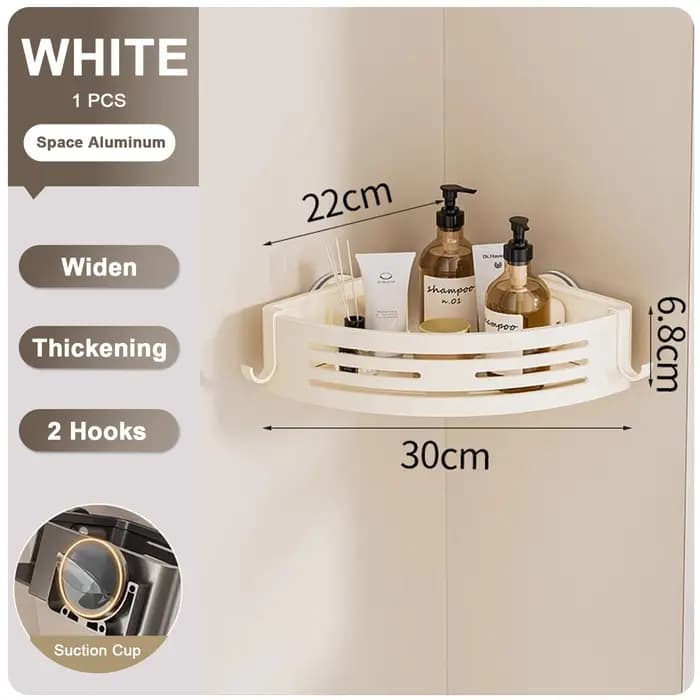Étagère de douche triangulaire avec crochets, ventouse sans perceuse, organisateur de salle de bain,