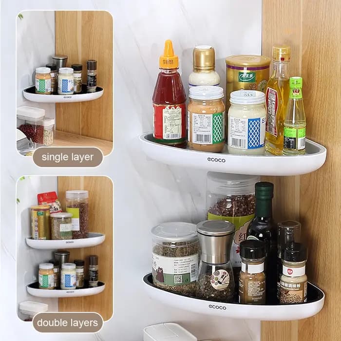 ECOCO étagère de salle de bain support de rangement d'angle sans perceuse mural douche shampooing organisateur cuisine