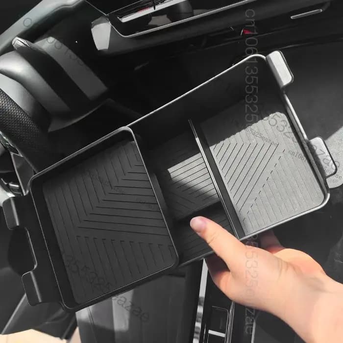 Pour organisateur de console centrale Volkswagen Teramont PRO 2025 – Boîte de rangement double couche pour accoudoir (ajustement personnalisé)