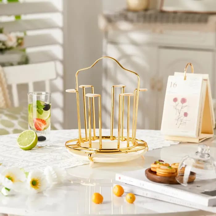 Rangement de gobelets en verre en métal de forme ronde T1