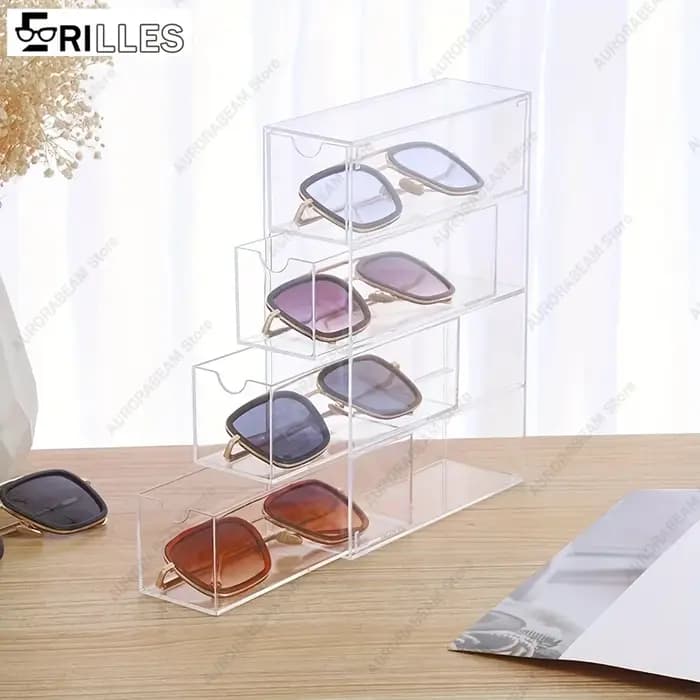 Boîte de présentation de lunettes en acrylique transparent