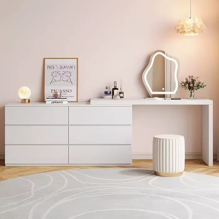Miroir de maquillage blanc de luxe