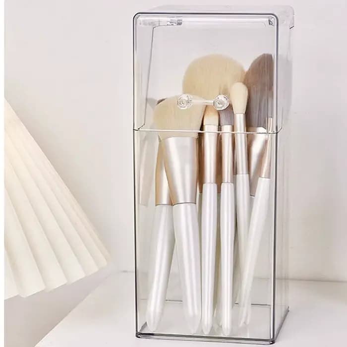 Boîte de rangement pour pinceaux de maquillage, support de rangement multifonctionnel simple et tran