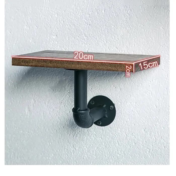 Étagère murale en bois rétro européenne, support de tuyau en fer, stockage de livres flottants, salon de maison, restaurant, chambre à coucher