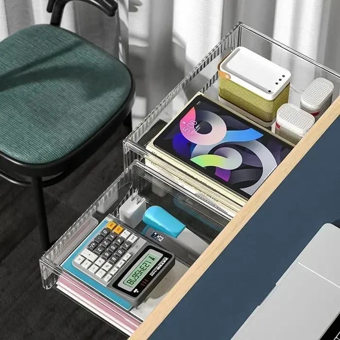 Nouvelle boîte de rangement invisible sous le bureau, tiroir coulissant grande capacité à suspendre sous la table