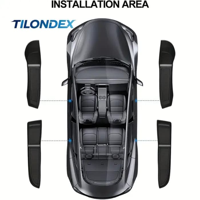 TILONDEX Ensemble de quatre boîtes de rangement pour portes en TPE noir pour Model 3