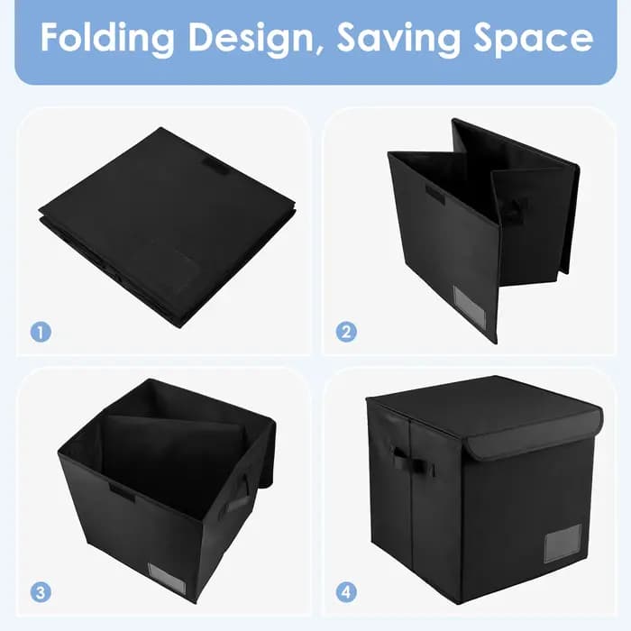 Boîte de rangement pour disques vinyles avec poignée et emplacement pour étiquette