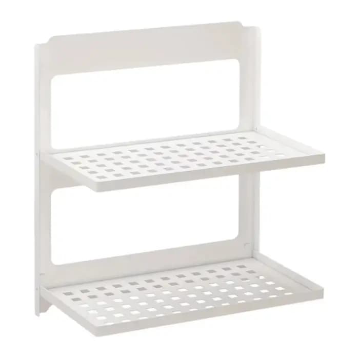 Étagère de rangement murale pliable en fer noir à 2 niveaux