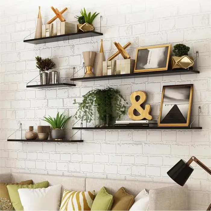 Étagères murales multi-niveaux sans perçage - Racks de rangement flottants pour salon, chambre à coucher, chevet et routeur, organisateur de décodeur