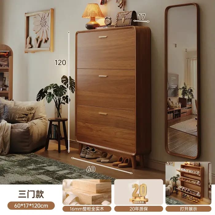 Meuble à chaussures fin et peu encombrant en bois