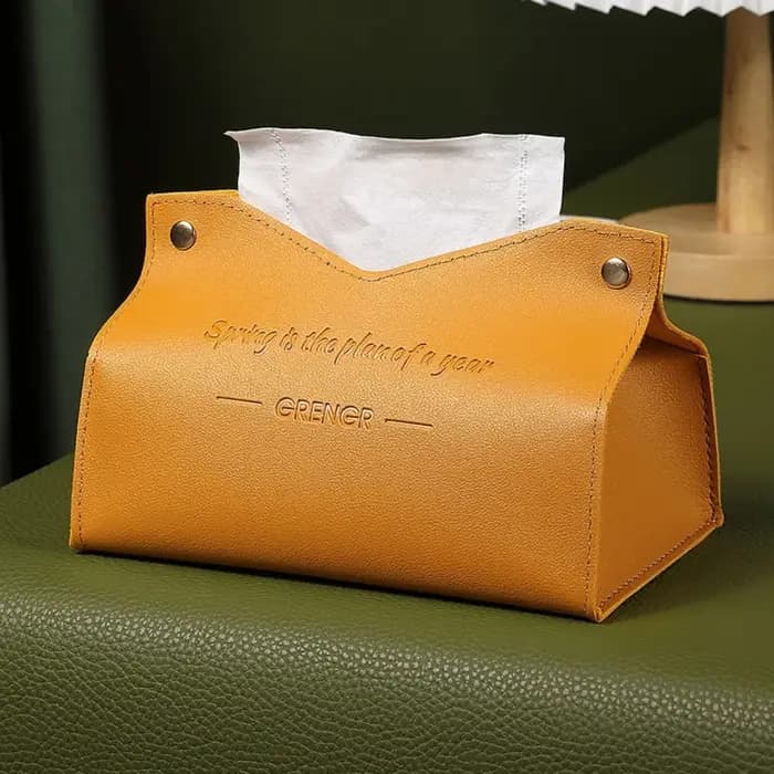 Boîte de rangement de mouchoirs en cuir