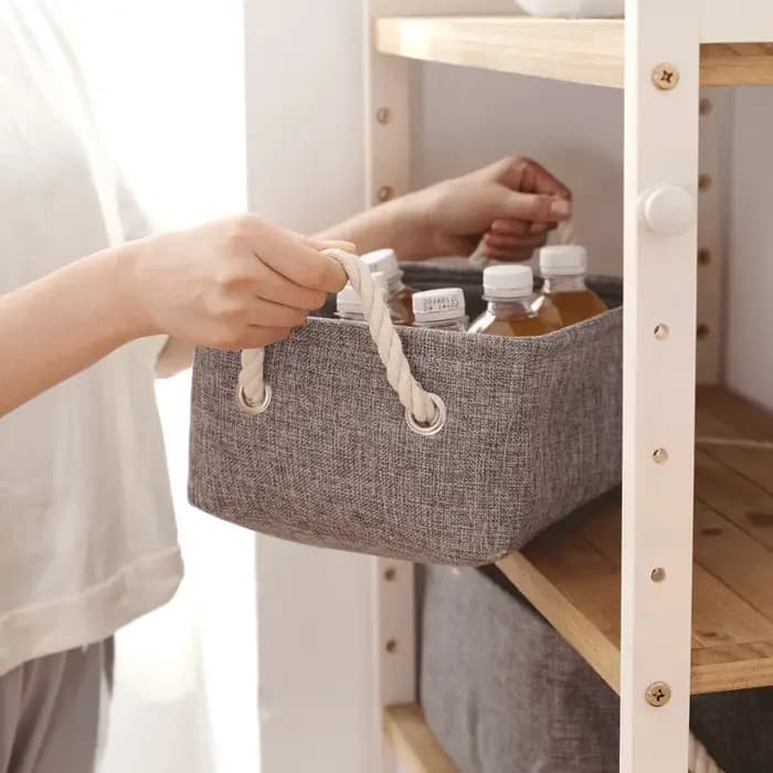 Panier de rangement pliant en lin