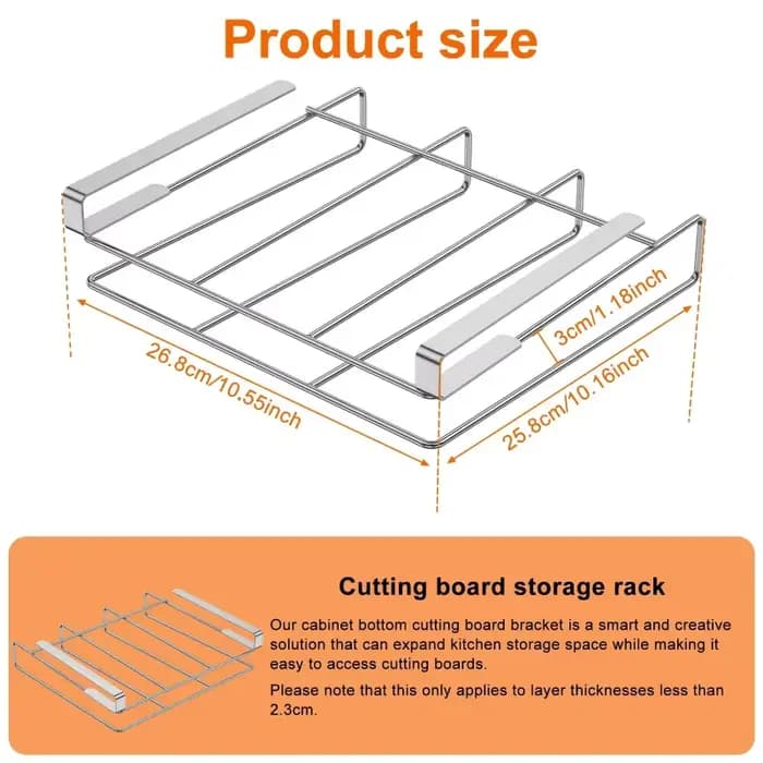 Support de rangement pour planches à découper en acier inoxydable sous l'armoire - Organisateur suspendu