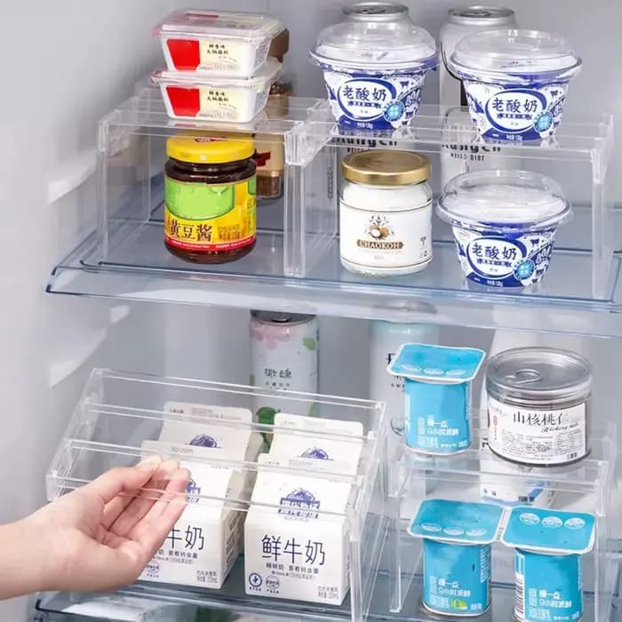 Étagère de rangement transparente pour réfrigérateur