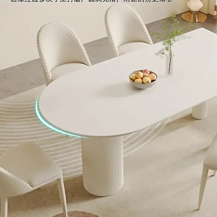 Table à manger moderne De luxe blanc nordique Vintage demi-cercle Table à manger étanche italie Conj