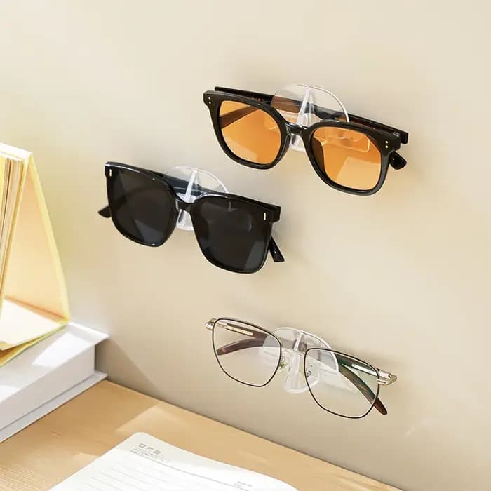 Étagère de rangement murale transparente pour lunettes de soleil sans poinçon