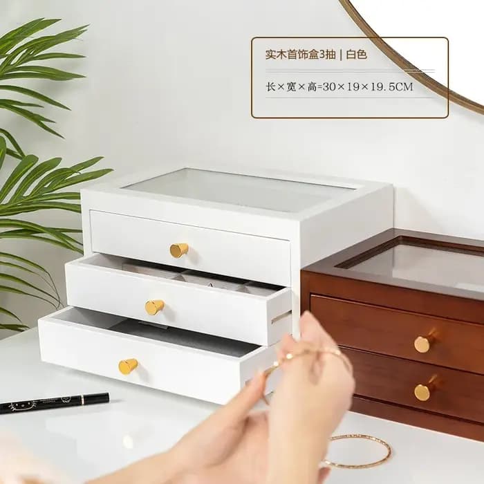 Boîte à Bijoux en Bois Multifonctionnelle de Style MELStyle Rétro