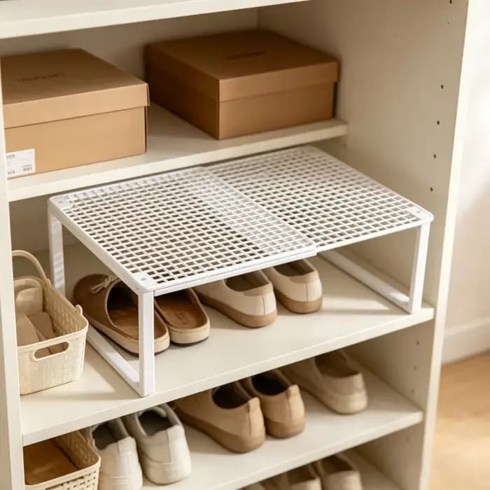 Étagère de rangement télescopique pour placard - Organisateur extensible sans perçage en acier au carbone pour armoire