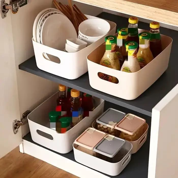 Boîte de rangement de grande capacité avec couvercle, panier de rangement de jouets en plastique dom