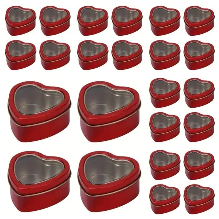 Petites boîtes en fer blanc en forme de cœur