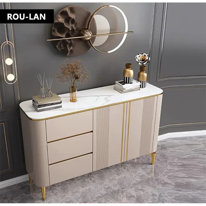 Armoire de rangement en marbre pour salle à manger, buffet de salle à manger, armoire d'entrée de salon, table d'appoint simple et moderne, luxe abordable