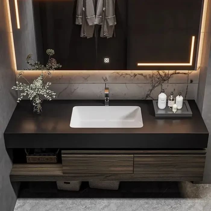80 cm salle de bain vanité armoire avec évier et miroir