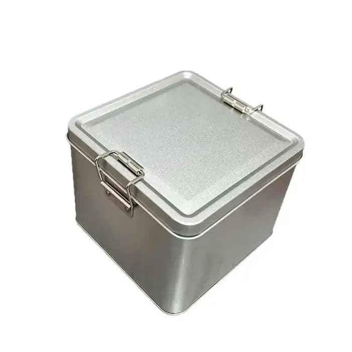 Boîte rectangulaire en métal, style ancien, pour rangement et emballage de gâteaux, durable avec couvercle et boucle, organisateur