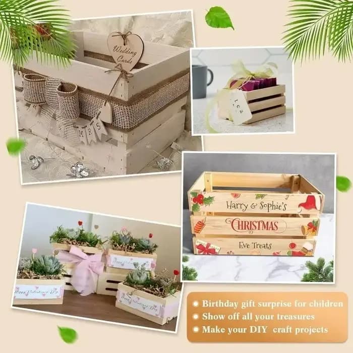 Lot de 12 petites caisses en bois non finies de 12