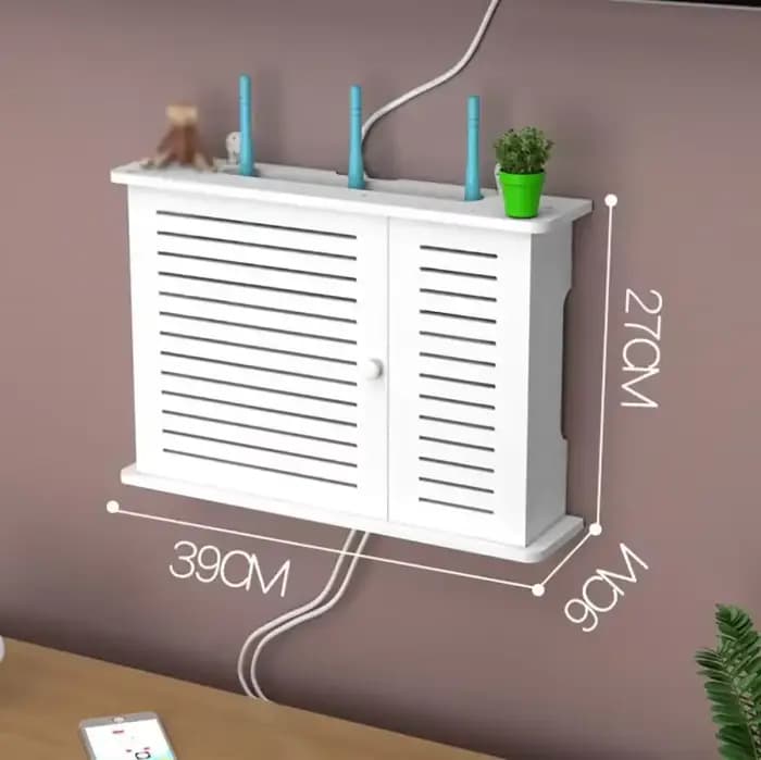 Étagère murale à double couche sans poinçon, boîtier décodeur TV, boîte de rangement pour routeur Wi