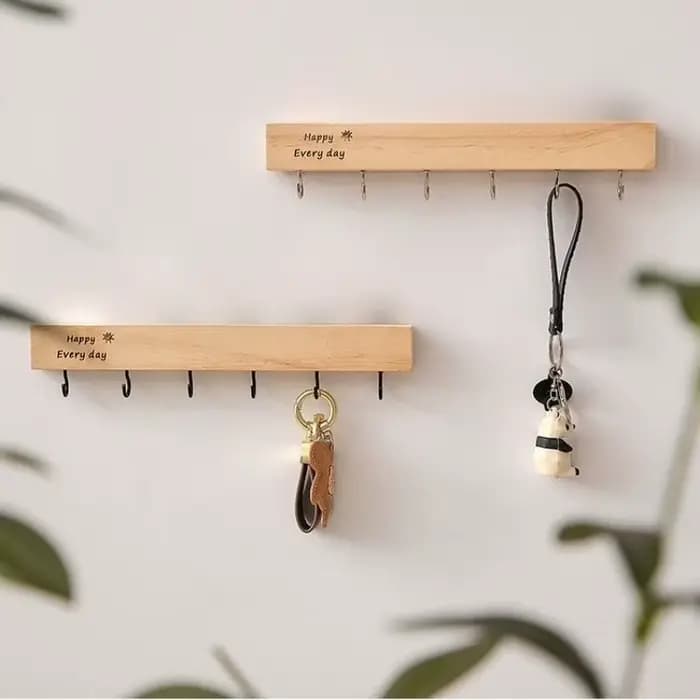 Stockage de clés mural pour entrée-support à crochets percés en bois massif