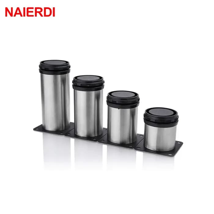 NAIERDI 5CM-30CM meubles pieds d'armoire réglables Table en acier inoxydable canapé pied en métal avec vis matériel d'amélioration de l'habitat
