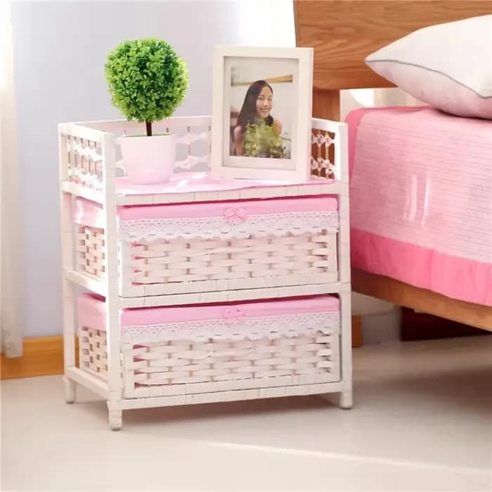 Armoire de rangement tissée en paille classique