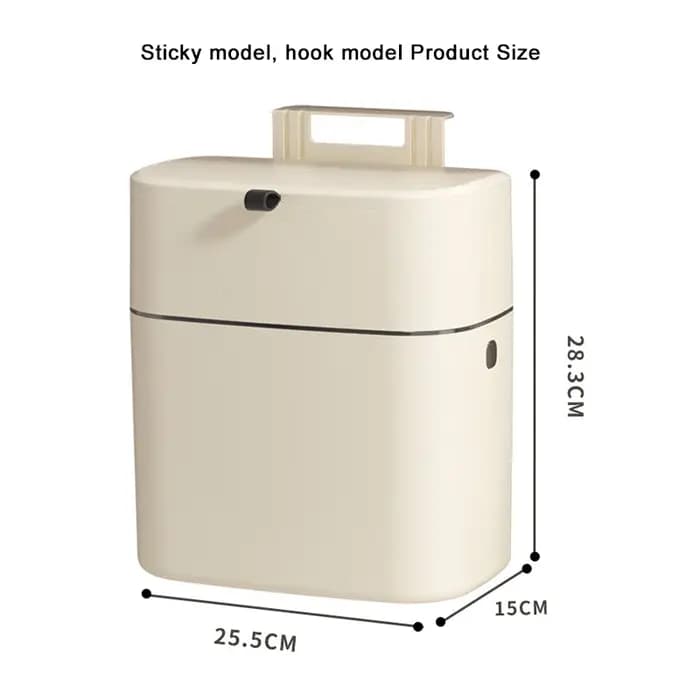 Poubelle murale rectangulaire avec couvercle, conception étroite, portante, deux supports muraux, 9L