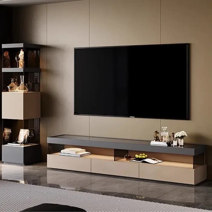 Verre Transparent Tv Table Meuble de rangement sol de luxe moderne Tv