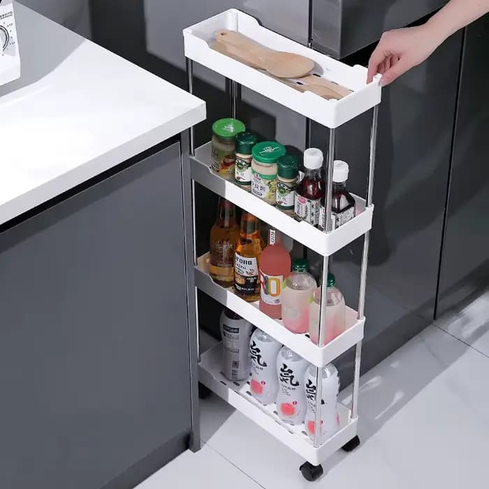 Étagère de rangement mobile à 3/4 niveaux, chariot utilitaire roulant, étagère de rangement pour cui