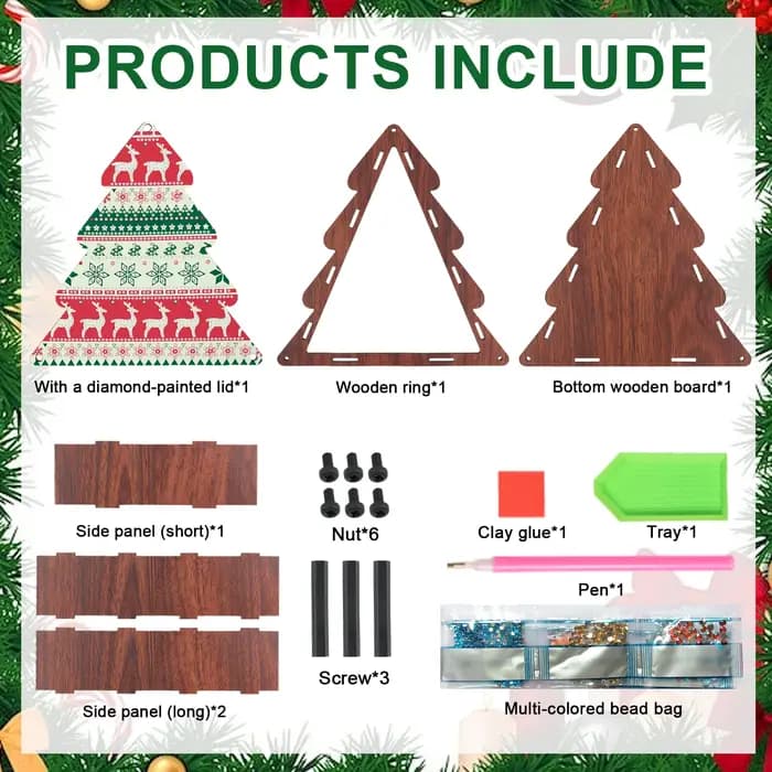 Kits de boîtes de rangement en forme d'arbre de noël pour peinture diamant